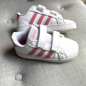 Pink and white Adidas size 9